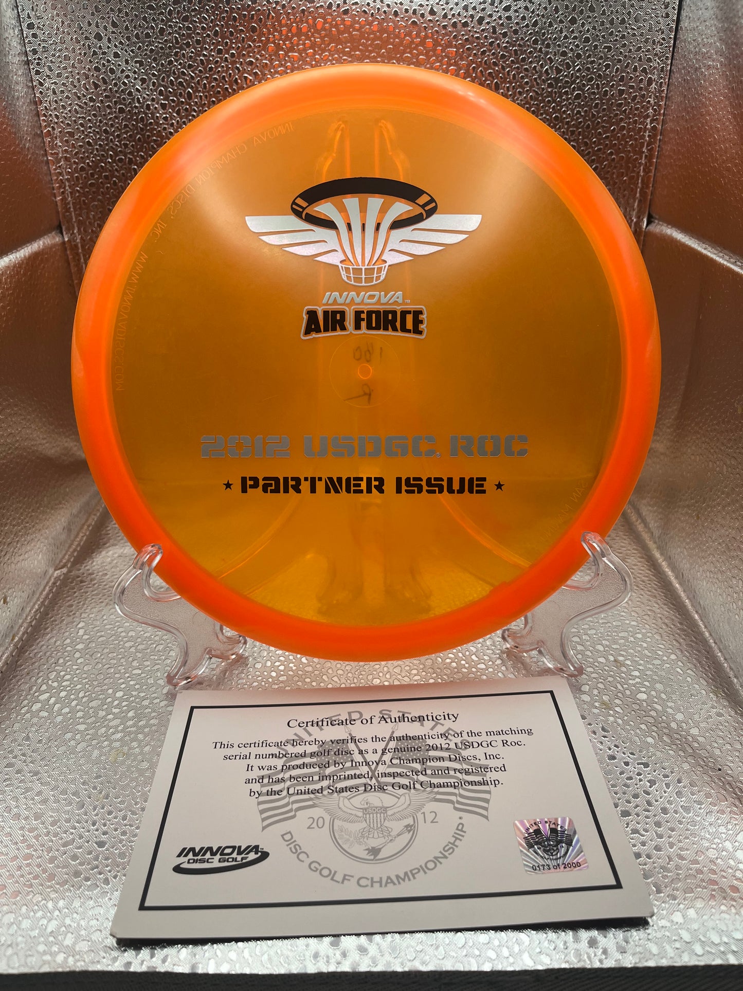 2012 USDGC Air Force Partner Issue Roc Orange 1/25 180g W/ COA